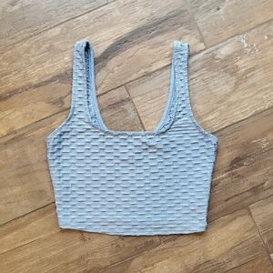 Windsor's Timing Textured Basket Weave Design Silky Cropped Tank Top, XS